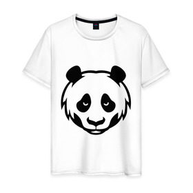 Мужская футболка хлопок с принтом Дружелюбная панда в Курске, 100% хлопок | прямой крой, круглый вырез горловины, длина до линии бедер, слегка спущенное плечо. | Тематика изображения на принте: 