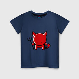 Детская футболка хлопок с принтом Маленький красный чертёнок в Курске, 100% хлопок | круглый вырез горловины, полуприлегающий силуэт, длина до линии бедер | дьяволы | красный | маленький | монстры | привидения | черт | чертёнок