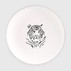 Тарелка с принтом Величественный тигр в Курске, фарфор | диаметр - 210 мм
диаметр для нанесения принта - 120 мм | величественный тигр | животные | полосы | хищник