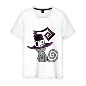 Мужская футболка хлопок с принтом Кошка-Ведьма в Курске, 100% хлопок | прямой крой, круглый вырез горловины, длина до линии бедер, слегка спущенное плечо. | Тематика изображения на принте: аниме | ведьма | кино | киска | кошка | кошка ведьма | мультфильмы