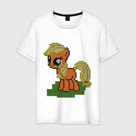 Мужская футболка хлопок с принтом Пони мinecraft в Курске, 100% хлопок | прямой крой, круглый вырез горловины, длина до линии бедер, слегка спущенное плечо. | my little pony | pony | брони | мinecraft | меинкрафт | пони | пони мinecraft