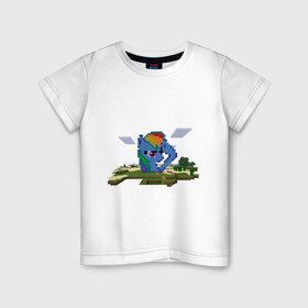 Детская футболка хлопок с принтом Пони мinecraft в Курске, 100% хлопок | круглый вырез горловины, полуприлегающий силуэт, длина до линии бедер | 