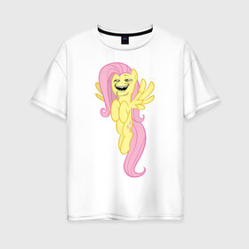 Женская футболка хлопок Oversize с принтом Пони троллфейс в Курске, 100% хлопок | свободный крой, круглый ворот, спущенный рукав, длина до линии бедер
 | my little pony | pony | брони | пони | пони троллфейс | тролл