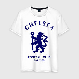 Мужская футболка хлопок с принтом Челси Футбольный клуб Chelsea в Курске, 100% хлопок | прямой крой, круглый вырез горловины, длина до линии бедер, слегка спущенное плечо. | chelsea | клуб | спорт | футбол | челси футбольный клуб