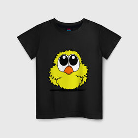 Детская футболка хлопок с принтом Цыпленок в Курске, 100% хлопок | круглый вырез горловины, полуприлегающий силуэт, длина до линии бедер | жёлтый | животные | птичка | цыпка | цыпленок