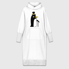 Платье удлиненное хлопок с принтом Пингвин в шляпе в Курске,  |  | животные | лед | пингвин в шляпе | трость.снег | шляпа