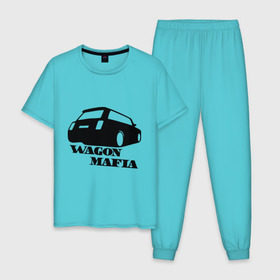 Мужская пижама хлопок с принтом WAGON MAFIA в Курске, 100% хлопок | брюки и футболка прямого кроя, без карманов, на брюках мягкая резинка на поясе и по низу штанин
 | Тематика изображения на принте: дрифт