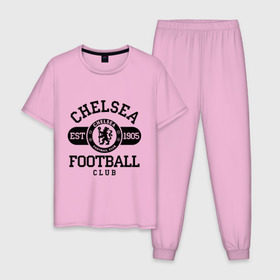 Мужская пижама хлопок с принтом Chelsea футбольный клуб в Курске, 100% хлопок | брюки и футболка прямого кроя, без карманов, на брюках мягкая резинка на поясе и по низу штанин
 | 1905 | chelsea | chelsea logo | fc | footbal club | лого | логотип | спорт | футбол | футбольный клуб | челси