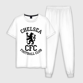 Мужская пижама хлопок с принтом Chelsea FC в Курске, 100% хлопок | брюки и футболка прямого кроя, без карманов, на брюках мягкая резинка на поясе и по низу штанин
 | 1905 | chelsea | chelsea logo | fc | footbal club | лого | логотип | спорт | футбол | футбольный клуб | челси