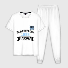 Мужская пижама хлопок с принтом Barca в Курске, 100% хлопок | брюки и футболка прямого кроя, без карманов, на брюках мягкая резинка на поясе и по низу штанин
 | barcelona | fc | fc barcelona | footbal club | барселона | лого | логотип | спорт | футбол | футбольный клуб