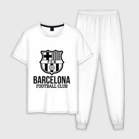 Мужская пижама хлопок с принтом Barcelona FC в Курске, 100% хлопок | брюки и футболка прямого кроя, без карманов, на брюках мягкая резинка на поясе и по низу штанин
 | barcelona | fc | fc barcelona | footbal club | барселона | лого | логотип | спорт | футбол | футбольный клуб