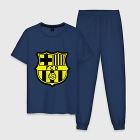 Мужская пижама хлопок с принтом Barcelona logo в Курске, 100% хлопок | брюки и футболка прямого кроя, без карманов, на брюках мягкая резинка на поясе и по низу штанин
 | barcelona | fc | fc barcelona | footbal club | барселона | лого | логотип | спорт | футбол | футбольный клуб