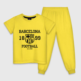 Детская пижама хлопок с принтом Barcelona 1899 в Курске, 100% хлопок |  брюки и футболка прямого кроя, без карманов, на брюках мягкая резинка на поясе и по низу штанин
 | barcelona | fc | fc barcelona | footbal club | барселона | лого | логотип | спорт | футбол | футбольный клуб