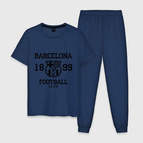 Мужская пижама хлопок с принтом Barcelona 1899 в Курске, 100% хлопок | брюки и футболка прямого кроя, без карманов, на брюках мягкая резинка на поясе и по низу штанин
 | barcelona | fc | fc barcelona | footbal club | барселона | лого | логотип | спорт | футбол | футбольный клуб
