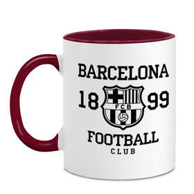Кружка двухцветная с принтом Barcelona 1899 в Курске, керамика | объем — 330 мл, диаметр — 80 мм. Цветная ручка и кайма сверху, в некоторых цветах — вся внутренняя часть | barcelona | fc | fc barcelona | footbal club | барселона | лого | логотип | спорт | футбол | футбольный клуб