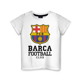 Детская футболка хлопок с принтом Barcelona FC в Курске, 100% хлопок | круглый вырез горловины, полуприлегающий силуэт, длина до линии бедер | Тематика изображения на принте: barcelona | fc | fc barcelona | footbal club | барселона | лого | логотип | спорт | футбол | футбольный клуб
