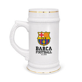 Кружка пивная с принтом Barcelona FC в Курске,  керамика (Материал выдерживает высокую температуру, стоит избегать резкого перепада температур) |  объем 630 мл | barcelona | fc | fc barcelona | footbal club | барселона | лого | логотип | спорт | футбол | футбольный клуб