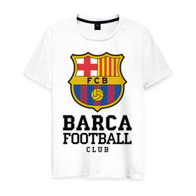 Мужская футболка хлопок с принтом Barcelona FC в Курске, 100% хлопок | прямой крой, круглый вырез горловины, длина до линии бедер, слегка спущенное плечо. | barcelona | fc | fc barcelona | footbal club | барселона | лого | логотип | спорт | футбол | футбольный клуб