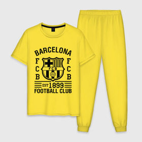 Мужская пижама хлопок с принтом FC Barcelona в Курске, 100% хлопок | брюки и футболка прямого кроя, без карманов, на брюках мягкая резинка на поясе и по низу штанин
 | barcelona | fc | fc barcelona | footbal club | барселона | лого | логотип | спорт | футбол | футбольный клуб