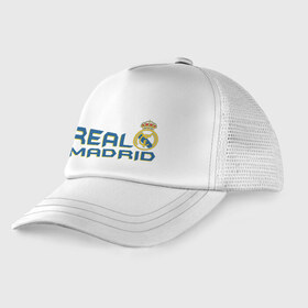 Детская кепка тракер с принтом Real Madrid в Курске, Козырек - 100% хлопок. Кепка - 100% полиэстер, Задняя часть - сетка | универсальный размер, пластиковая застёжка | 1902 | fc | footbal club | real madrid | лого | логотип | реал мадрид | спорт | футбол | футбольный клуб