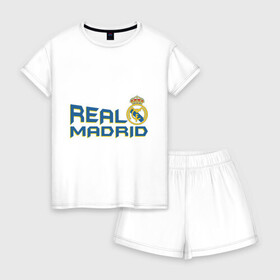 Женская пижама с шортиками хлопок с принтом Real Madrid в Курске, 100% хлопок | футболка прямого кроя, шорты свободные с широкой мягкой резинкой | 1902 | fc | footbal club | real madrid | лого | логотип | реал мадрид | спорт | футбол | футбольный клуб
