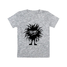 Детская футболка хлопок с принтом Лохматый чудик в Курске, 100% хлопок | круглый вырез горловины, полуприлегающий силуэт, длина до линии бедер | монстр | очки | пушистый | чудик