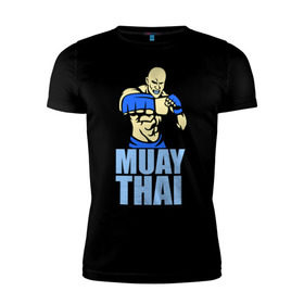 Мужская футболка премиум с принтом Muay Thai (Тайский бокс) в Курске, 92% хлопок, 8% лайкра | приталенный силуэт, круглый вырез ворота, длина до линии бедра, короткий рукав | Тематика изображения на принте: 