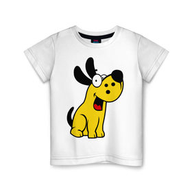 Детская футболка хлопок с принтом Собачка в Курске, 100% хлопок | круглый вырез горловины, полуприлегающий силуэт, длина до линии бедер | 