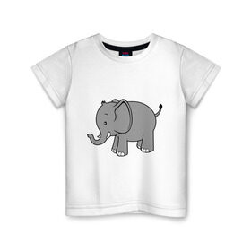 Детская футболка хлопок с принтом Слоник в Курске, 100% хлопок | круглый вырез горловины, полуприлегающий силуэт, длина до линии бедер | Тематика изображения на принте: слон