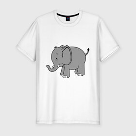 Мужская футболка премиум с принтом Слоник в Курске, 92% хлопок, 8% лайкра | приталенный силуэт, круглый вырез ворота, длина до линии бедра, короткий рукав | слон