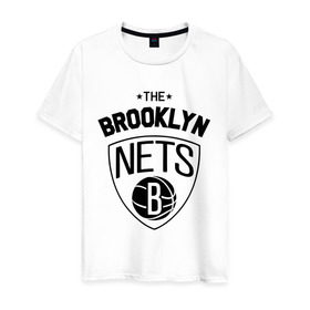 Мужская футболка хлопок с принтом The Brooklyn Nets в Курске, 100% хлопок | прямой крой, круглый вырез горловины, длина до линии бедер, слегка спущенное плечо. | бруклин