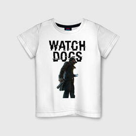 Детская футболка хлопок с принтом Watch Dogs в Курске, 100% хлопок | круглый вырез горловины, полуприлегающий силуэт, длина до линии бедер | 