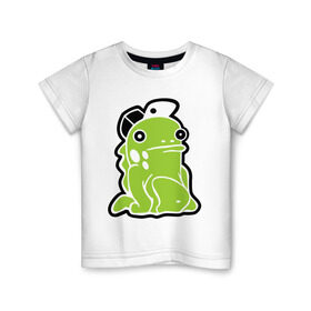 Детская футболка хлопок с принтом Слизняк в Курске, 100% хлопок | круглый вырез горловины, полуприлегающий силуэт, длина до линии бедер | кепка | монстр | слизень | слизняк | червяк | чудик