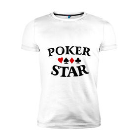 Мужская футболка премиум с принтом Poker Stars в Курске, 92% хлопок, 8% лайкра | приталенный силуэт, круглый вырез ворота, длина до линии бедра, короткий рукав | poker | stars | пики | покер | старс