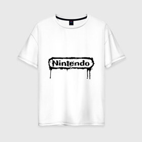 Женская футболка хлопок Oversize с принтом Nintendo в Курске, 100% хлопок | свободный крой, круглый ворот, спущенный рукав, длина до линии бедер
 | баста | ноггано