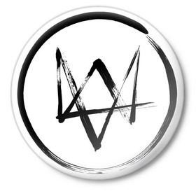 Значок с принтом Watch dog - логотип в Курске,  металл | круглая форма, металлическая застежка в виде булавки | watch dogs