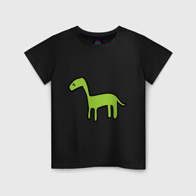 Детская футболка хлопок с принтом Дино - детский рисунок в Курске, 100% хлопок | круглый вырез горловины, полуприлегающий силуэт, длина до линии бедер | дети | дино | динозавр | диплодок | рисунок