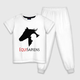 Детская пижама хлопок с принтом Конный спорт - лошади в Курске, 100% хлопок |  брюки и футболка прямого кроя, без карманов, на брюках мягкая резинка на поясе и по низу штанин
 | equi | sapiens | жокей | кони | конный | лошади