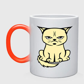 Кружка хамелеон с принтом Недовольный кот в Курске, керамика | меняет цвет при нагревании, емкость 330 мл | cat | grumpy | киса | кот | котэ | кошка | недовольный