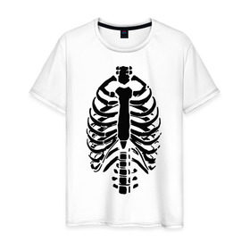 Мужская футболка хлопок с принтом Реалистичные ребра в Курске, 100% хлопок | прямой крой, круглый вырез горловины, длина до линии бедер, слегка спущенное плечо. | скелет