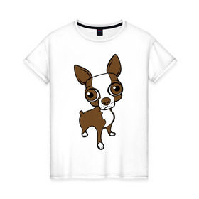 Женская футболка хлопок с принтом Милая собачка в Курске, 100% хлопок | прямой крой, круглый вырез горловины, длина до линии бедер, слегка спущенное плечо | милая | пес | собака | собачка | терьер | той | чихуахуа