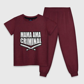 Детская пижама хлопок с принтом Mama ama criminal в Курске, 100% хлопок |  брюки и футболка прямого кроя, без карманов, на брюках мягкая резинка на поясе и по низу штанин
 | Тематика изображения на принте: underground | баста