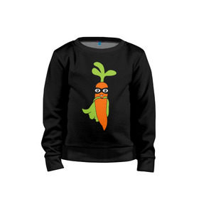 Детский свитшот хлопок с принтом Супер-морковь в Курске, 100% хлопок | круглый вырез горловины, эластичные манжеты, пояс и воротник | супергерой