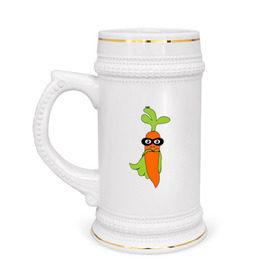 Кружка пивная с принтом Супер-морковь в Курске,  керамика (Материал выдерживает высокую температуру, стоит избегать резкого перепада температур) |  объем 630 мл | супергерой