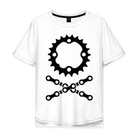 Мужская футболка хлопок Oversize с принтом Велосипедная цепь и звездочка в Курске, 100% хлопок | свободный крой, круглый ворот, “спинка” длиннее передней части | Тематика изображения на принте: пират
