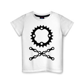 Детская футболка хлопок с принтом Велосипедная цепь и звездочка в Курске, 100% хлопок | круглый вырез горловины, полуприлегающий силуэт, длина до линии бедер | пират