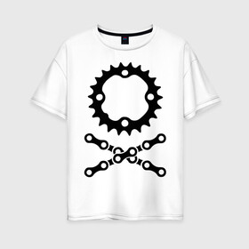 Женская футболка хлопок Oversize с принтом Велосипедная цепь и звездочка в Курске, 100% хлопок | свободный крой, круглый ворот, спущенный рукав, длина до линии бедер
 | пират