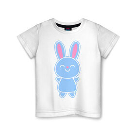 Детская футболка хлопок с принтом Зайка в Курске, 100% хлопок | круглый вырез горловины, полуприлегающий силуэт, длина до линии бедер | Тематика изображения на принте: bunny | rabbit | белый | зайка | заяц | кролик | милый