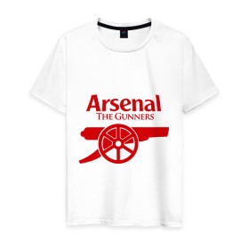 Мужская футболка хлопок с принтом Arsenal в Курске, 100% хлопок | прямой крой, круглый вырез горловины, длина до линии бедер, слегка спущенное плечо. | арсенал | лондон