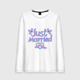 Мужской лонгслив хлопок с принтом Just married blue в Курске, 100% хлопок |  | just married | брак | голубки | жених | кольца | молодожены | невеста | свадьба | супруги